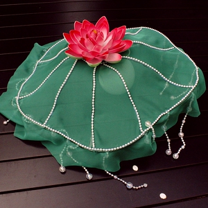 杨贵妃荷叶帽流苏汉服头饰古风配饰宫廷成人舞蹈走秀帽子