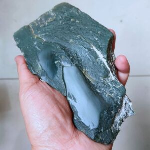 和田塔青玉原石山料 特细黑羊脂油润牛毛纹把件挂件吊坠(已结缘)