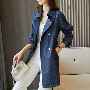 西装领中长款风衣外套女装秋款2020新款韩版气质成熟优雅休闲外衣