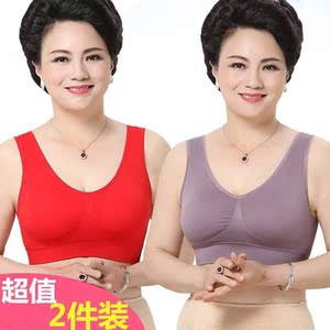 聚拢幸福文胸中老年胸罩女背心式狐狸大码内衣妈妈防震无钢圈薄款