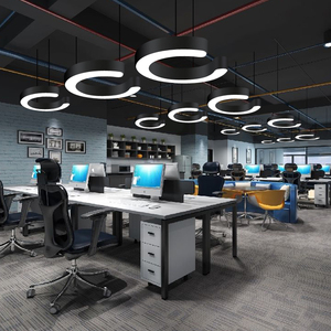 缺口圆形办公室led吊灯设计师创意现代简约灯具健身房灯饰吊线灯