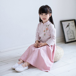 女童汉服春季新款改良中国风复古装旗袍儿童唐装小孩襦裙宝宝唐装