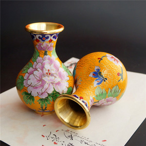 促销北京景泰蓝花瓶铜胎掐丝珐琅瓶玉壶春家居摆件复古装饰品礼品
