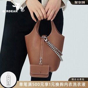 哥弟女包2022春季新款牛皮简约水桶包单肩斜挎手提包ab10182