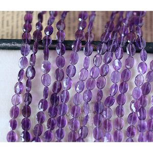 印度加工 天然深色紫水晶切面蛋形31cm 半成品diy散珠