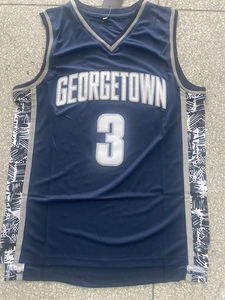 艾弗森3号乔治城大学版黑色 灰色 深蓝色刺绣篮球服潮流球衣背心