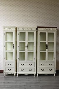 欧式现代简约玻璃象牙白雕花酒柜整装装饰柜电视边柜书柜