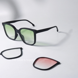 DIY组装可换镜片颜色墨镜日夜两用磁吸个性渐变色腮红潮太阳眼镜