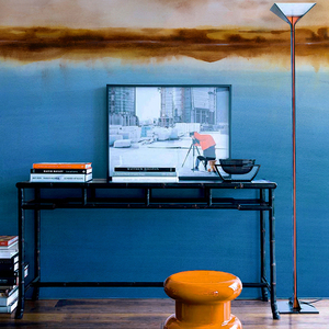 寂静 夏木芳菲 沙发客厅床头背景墙壁纸现代蓝色海洋油画定制壁画