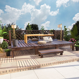 布置户外榻榻米庭院装饰室外地台花园防腐木地板休闲平台5人付款85
