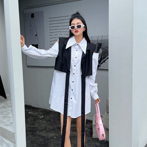 000人付款天猫灯笼袖衬衫女小个子秋冬2022设计感小众叠穿配马甲泡泡