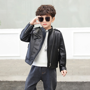 儿童皮衣外套男童春秋款真皮机车中大童小童洋气绵羊皮夹克帅气潮