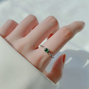 LEMON 复古绿锆石链条开口戒指女做旧小众设计个性轻奢高级开口戒