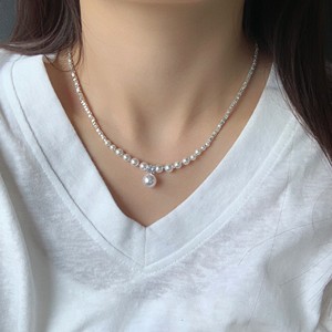 因缺斯汀珍珠碎银子金属项链小众设计法式复古百搭气质颈链锁骨链