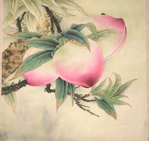 国画工笔画纯手绘精品小品寿桃成品用于作业家居装饰馈赠无款无章