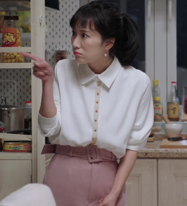 代购20春新款都挺好李念朱丽明星同款韩版白色宽松衬衫裤子套装