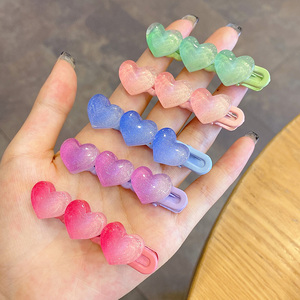 爱心渐变滴油彩色夹子头饰儿童发夹卡子可爱刘海碎发糖果色发卡女