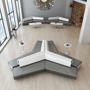 商务皮艺沙发个性创意办公室茶几组合简约酒店大堂会客接待区套装