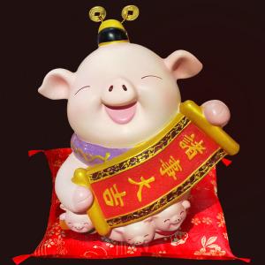 诸猪事大吉生肖猪吉祥物财神特色工艺品创意摆件