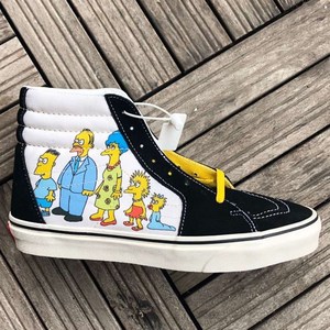 fanvans乐万斯sk8hi辛普森一家黑白鸳鸯拼接高帮帆布滑板男鞋女
