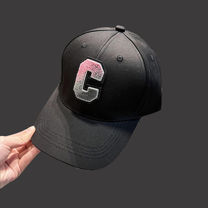 帽子女网红时尚字母贴布c百搭青年春夏棒球帽韩版显脸小鸭舌帽潮