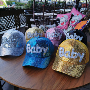 夏季时尚baby字母亲子帽子甜美可爱亮片母子儿童带钻鸭舌帽遮阳潮