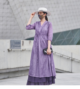 00伊思蜜服饰淘宝线影原创棉麻文艺复古范女装高端春夏新款中袖大摆