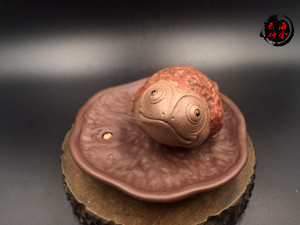 宜兴紫砂茶宠茶玩摆件景人陶艺刘景紫砂冰蟾冰纹蛤蟆金蟾新店特价