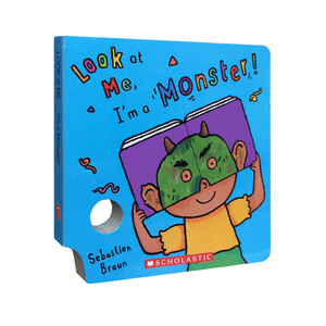 小火箭点读英文原版绘本Look At Me book I'm A Monster吴敏兰推荐纸板洞洞面具书趣味创意触感玩具书0-3-5岁儿童图书英语游戏mask