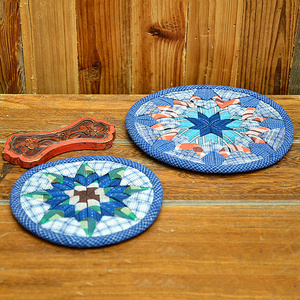 中国风复古家居布艺手工拼布圆茶垫上海老布杯垫土布隔热垫礼品