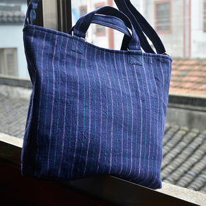 丹凤创意上海手织布手工包包简洁单肩挎包方便购物袋蓝手提斜挎包
