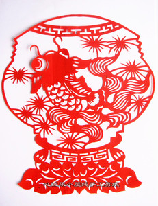 金鱼/玉满堂 心悦手工剪纸 新年春节窗花 双面红宣纸 60包邮
