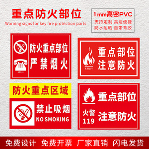 重点防火区域 部位 标识牌 警示牌 严禁烟火易燃物禁止吸烟pvc消防