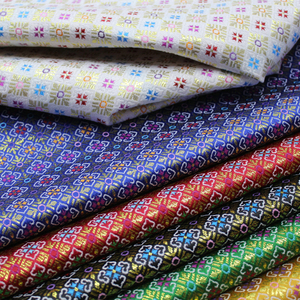 中国风古装舞台蒙古袍藏袍民族服装花边面料手工提花金银丝布料