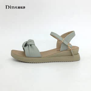 迪尼莎2021新款厚底时装凉鞋 平底女鞋一字带软底滩凉鞋57770