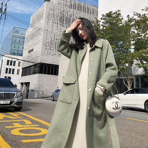 zhuyiyi 牛油果色双面羊绒大衣女