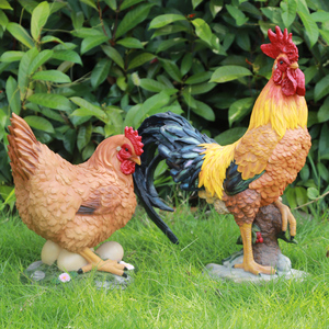 仿真大公鸡雕塑户外庭院乡村农家乐家禽母鸡落地树脂发光模型摆件