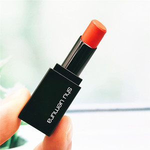 植村秀全新无色限柔雾唇膏1g哑光小黑方管口红570橘色小样试用装