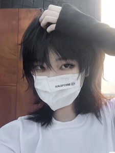 狼尾假发男女日系武士头长发韩版帅气网红同款鲻鱼头假发全头套式