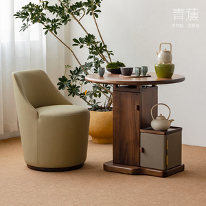 半章圆茶桌家用小茶台阳台茶桌椅组合实木新中式功夫茶桌泡茶桌