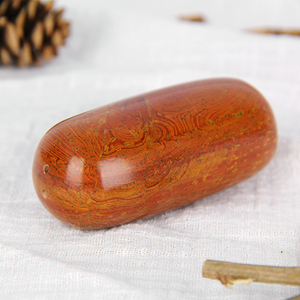 泗滨砭石按摩手把件砭石红色赤色按摩石保健砭石热疗石送礼礼物