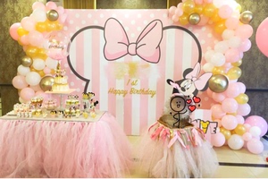 米奇米妮生日背景布宝宝百日宴周岁生日海报定制派对装饰墙甜品台