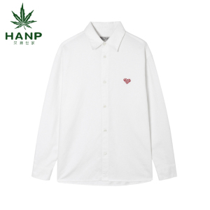 HANP/汉麻世家男士休闲长袖衬衫绣花春夏抗菌棉麻衬衣