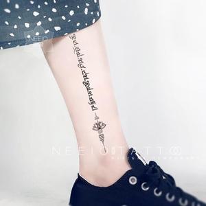 性感唯美纹身贴 梵文"勿忘最初的约定"瑜伽梵花刺符黑色线条女