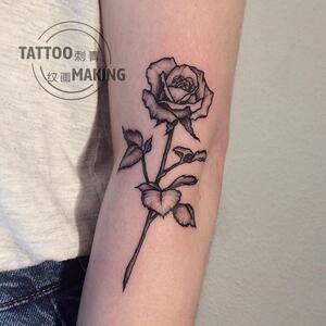 【新款】纹身贴纸玫瑰花手臂暗黑系防水持久个性女男图案潮网红款