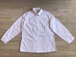全新70-80年代老式三彩牌女士白色的确良绣花长袖衬衫怀旧老服装