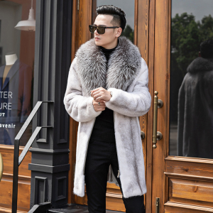 貂皮大衣男银十字貂