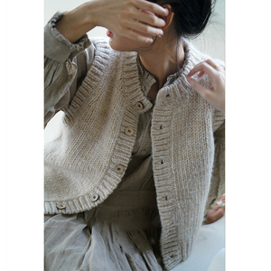 2022夏季新款粗棒针毛衣马甲叠穿坎肩圆领女马夹无袖针织背心开衫