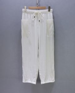 价1789 特卖高端品牌撤柜铜氨丝松紧腰抽绳白色休闲裤裤子女夏季