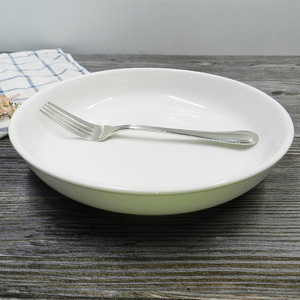 陶瓷深盘子加高汤盘装菜沙律矮碗意面盘西餐厅餐具商用纯白色圆形